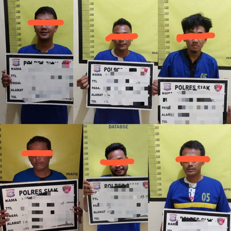 Lagi Asyik Nyabu, Polsek Lubuk Dalam Polres Siak Tangkap Terduga 6 Orang dan Barang Bukti 40 Paket Narkotika Jenis Shabu di Kampung Lubuk Dalam