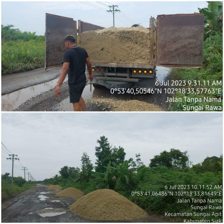 Bentuk Rasa Kepedulian, PT. Ekasapta Paramita Energi (PT.EPE) Perbaiki Jalan Poros Utama yang Berlobang di Kampung Sungai Rawa