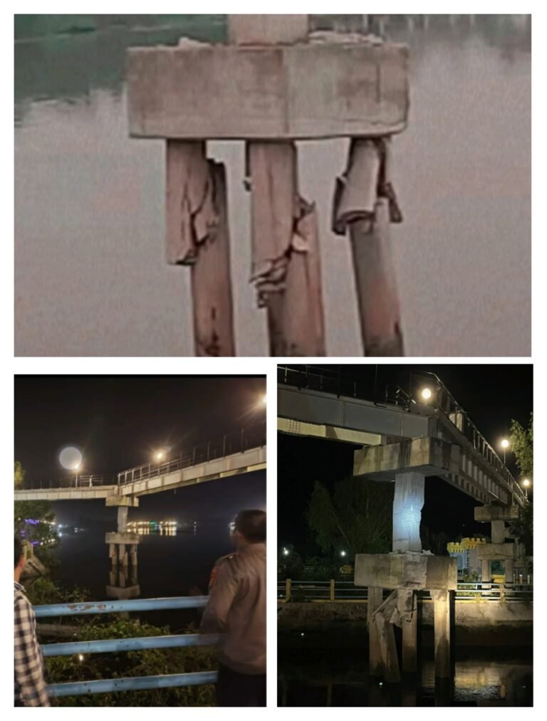 Proyek Skywalk Puluhan Miliar di Ragukan Kekuatannya, di Senggol Kapal Tanker Langsung Ambruk