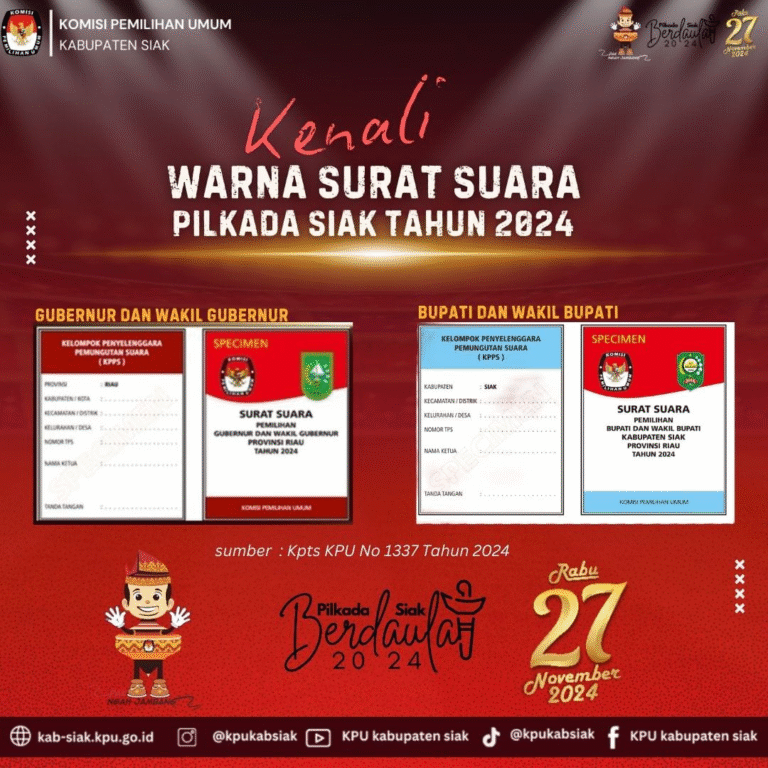 Kenali WARNA SURAT SUARA PILKADA SIAK TAHUN 2024