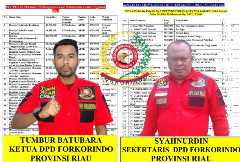 Proyek E-Katalog Disperindag Pekanbaru TA 2024 Disoroti Publik, Atas Dugaan Korupsi