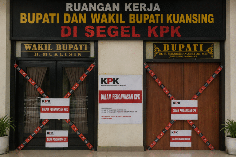 Heboh! Ruang Kerja Bupati dan Wakil Bupati Kuansing Disegel, Dugaan Operasi KPK Gegerkan MTQ Riau