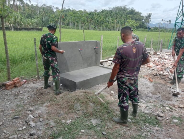 TMMD ke-129 Kodim 0102/Pidie Rampungkan Tempat Wuduk, Lengkapi Fasilitas Sumur Bor dan MCK di Lhok Panah