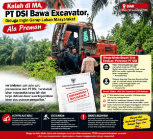 Kalah di MA, PT DSI Bawa Excavator, Diduga Ingin Rampas Lahan Masyarakat Bergaya Preman, Warga Desak Bupati Siak Evaluasi Izin PT DSI